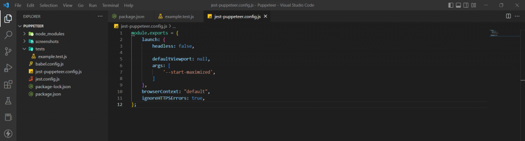 Jest Puppeteer Configuration